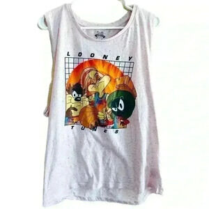 Looney Tunes Space Jam Tank Top Shirt Squad Womens Juniors Medium XXL Pink